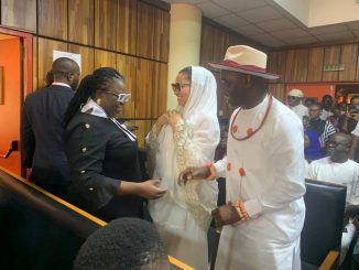 Senator Natasha Akpoti-Uduaghan and her husband In court
